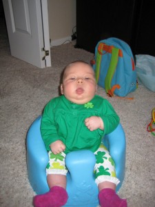 Natalie lodged in the bumbo seat