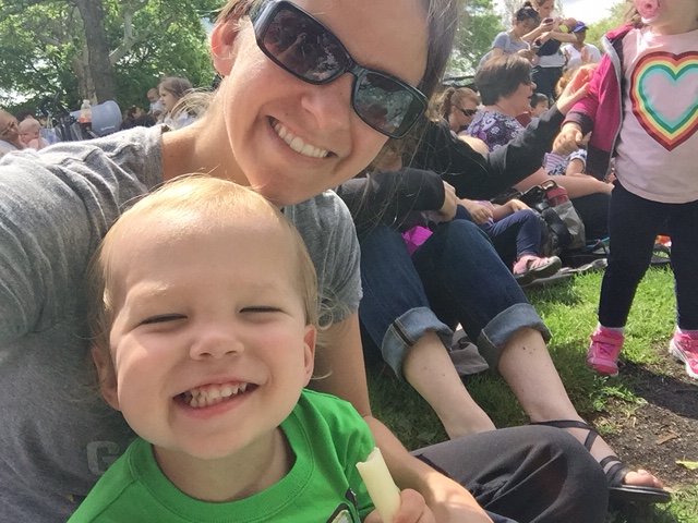 Mr. Singer + sitting on my Mom's lap = Happy Boy! (I love when Nat is at preschool!)